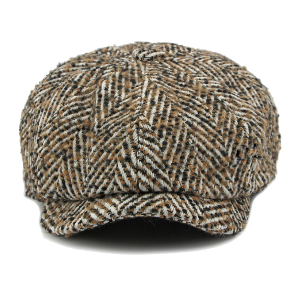 Classic Striped Wool Beret Hat Adjustable Unisex Flat Cap for Autumn Winter Style