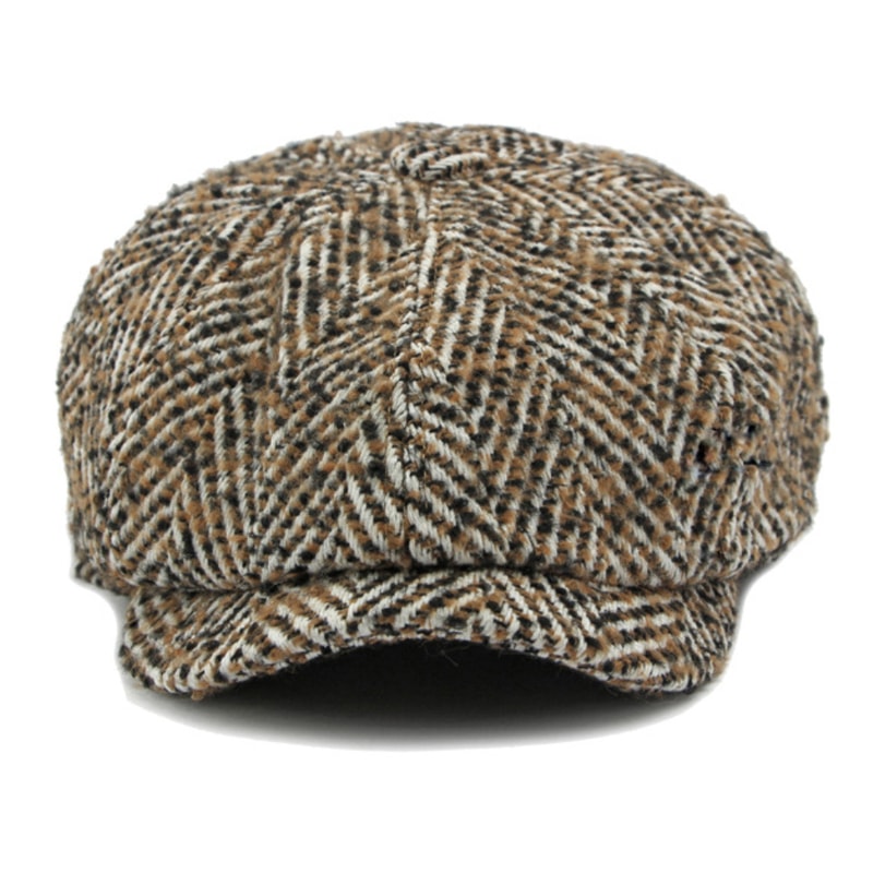 Classic Striped Wool Beret Hat Adjustable Unisex Flat Cap for Autumn Winter Style