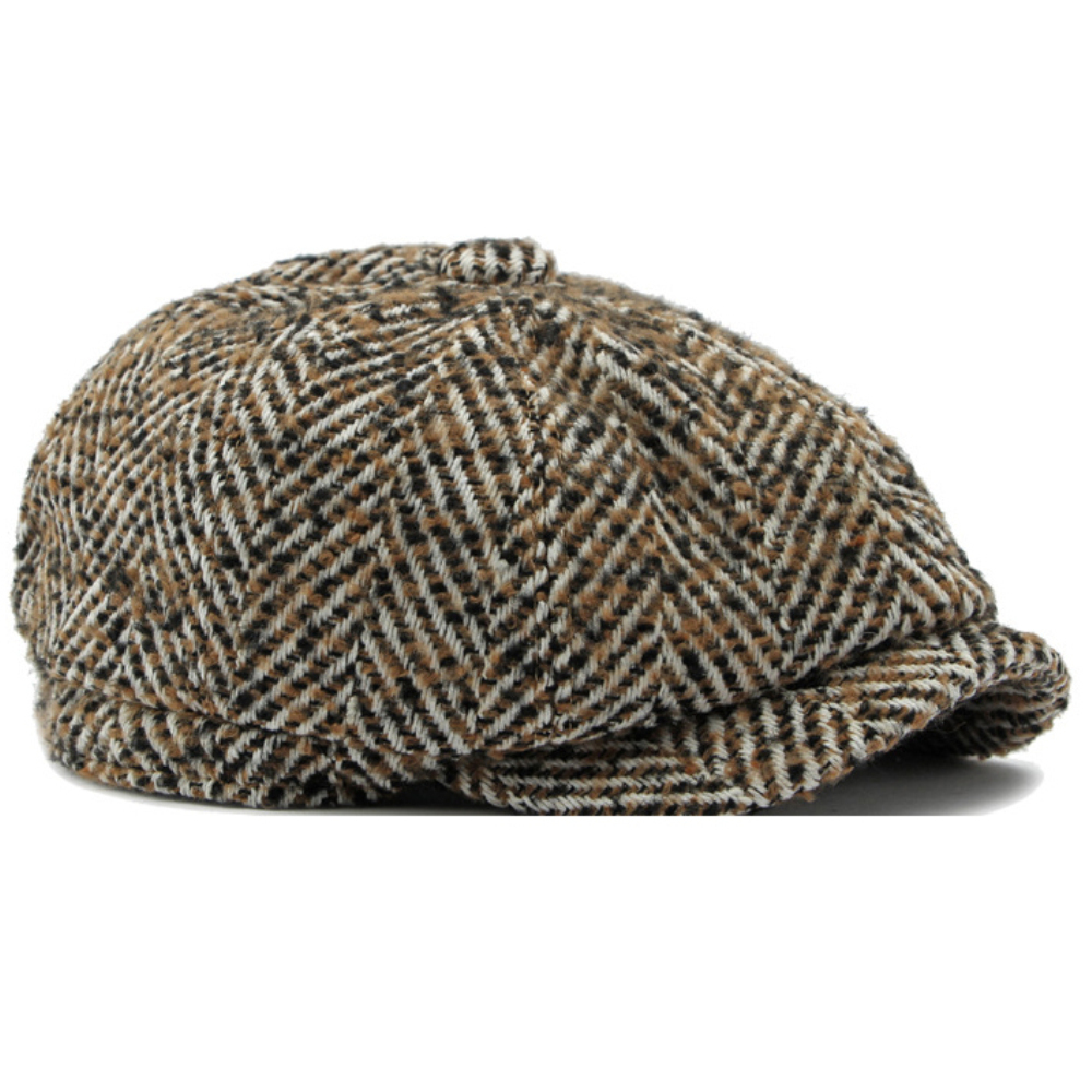 Classic Striped Wool Beret Hat Adjustable Unisex Flat Cap for Autumn Winter Style