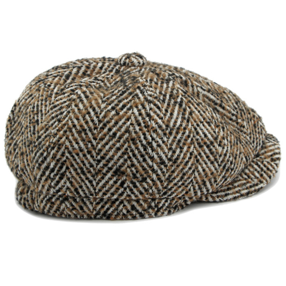 Classic Striped Wool Beret Hat Adjustable Unisex Flat Cap for Autumn Winter Style