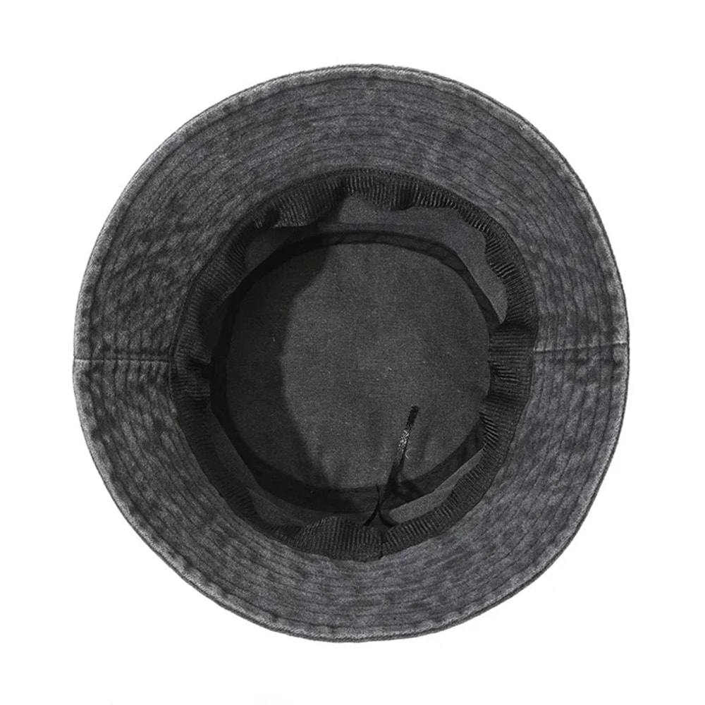 Vintage Washed Cotton Bucket Hat Wide Brim Sun Protection Adjustable Outdoor Cap