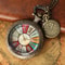 Vintage Roman Numeral Pocket Watch Necklace with Colorful Glass Dial Quartz Timepiece