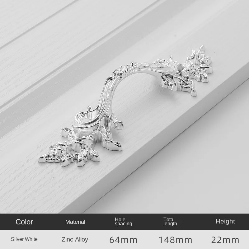 European Vintage Cabinet Handle Gold Zinc Alloy Drawer Pull for Wardrobe Doors