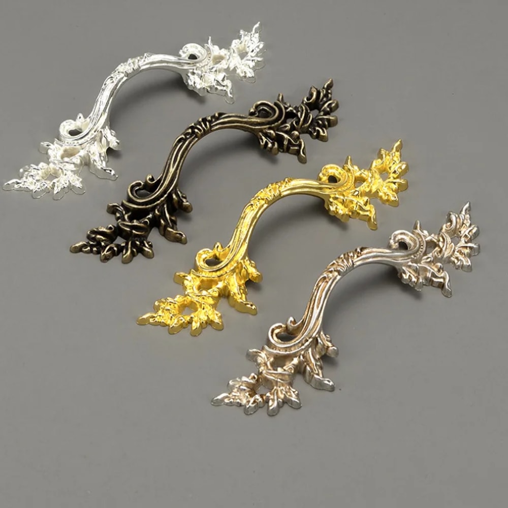 European Vintage Cabinet Handle Gold Zinc Alloy Drawer Pull for Wardrobe Doors