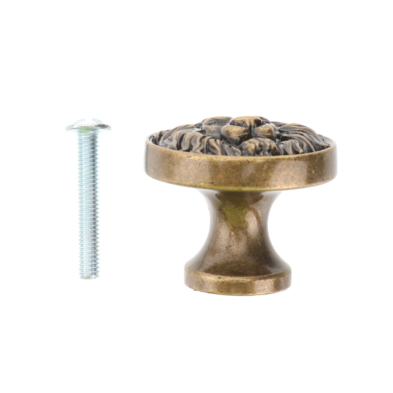 Vintage Lion Head Cabinet Knob Zinc Alloy Decorative Drawer Pull Handle 7