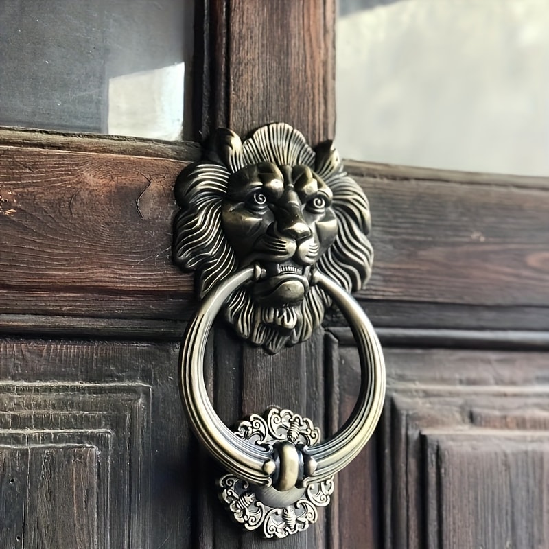 Antique Lion Head Door Knocker Heavy Brass Front Door Decor