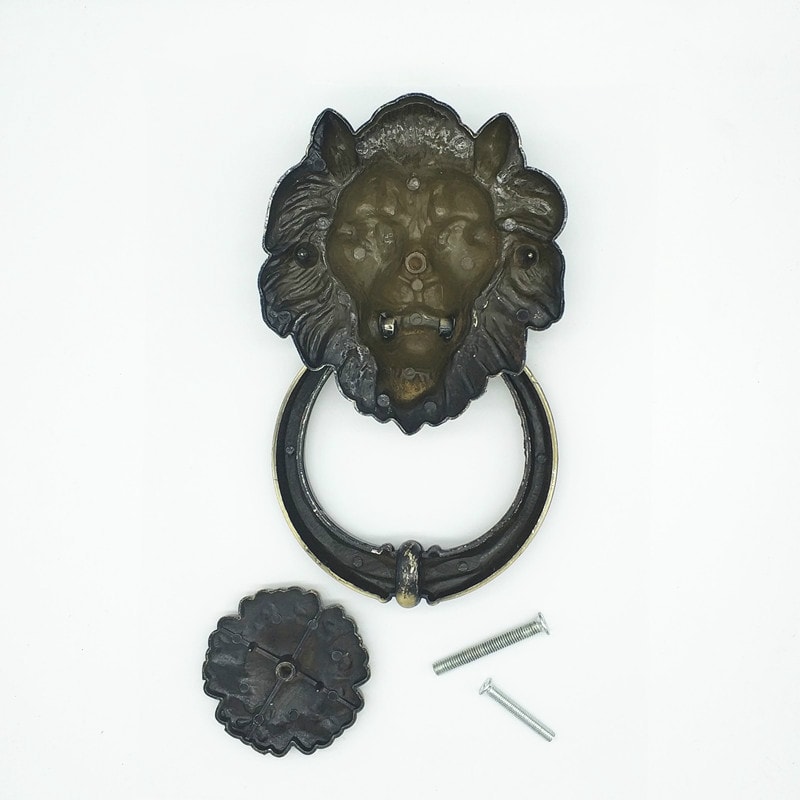 Antique Lion Head Door Knocker Heavy Brass Front Door Decor