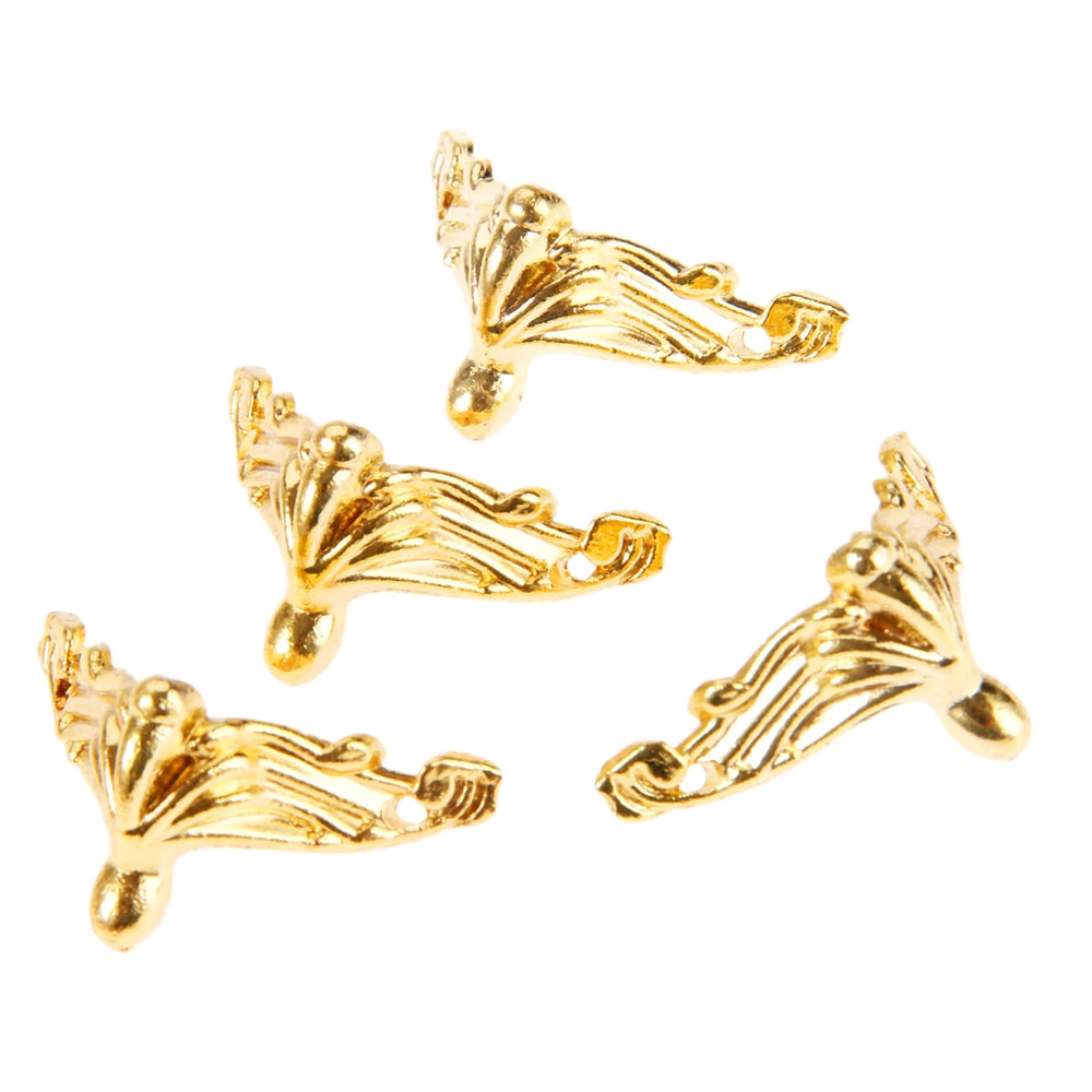 Vintage Decorative Corner Protectors Antique Brass Box Feet Set for Furniture & Jewelry Boxes