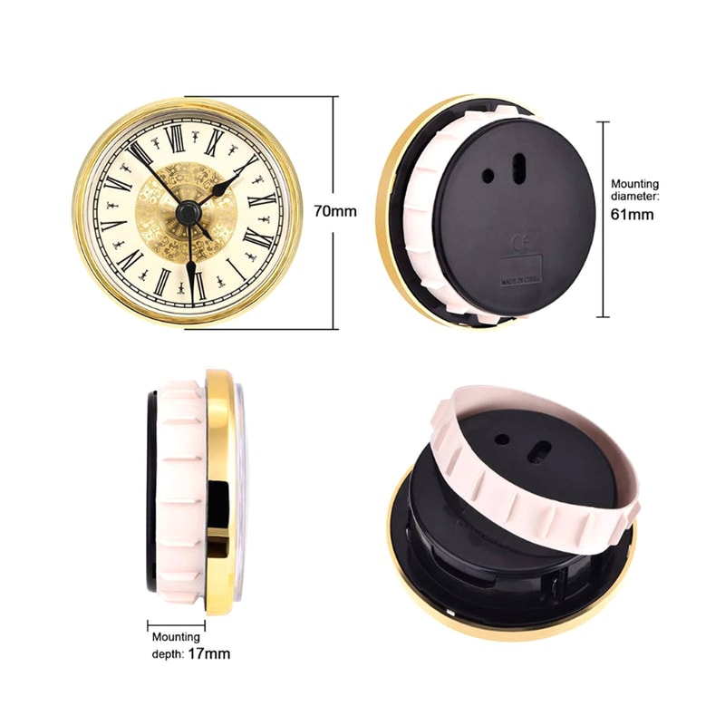 Gold Trim Roman Numeral Clock Insert Mini Clock Insert Replacement Quartz Movement For DIY Clocks 4