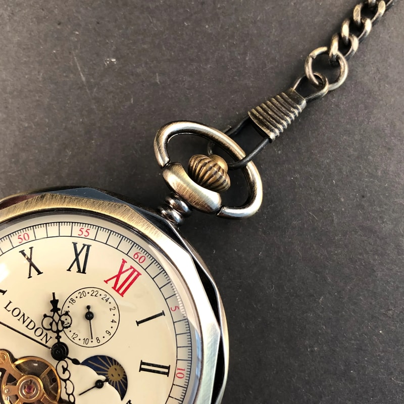 Vintage Moonphase Mechanical Pocket Watch With Chain Hand Wind Classic Timepiece 4