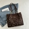Vintage Leopard Print Tote Bag for Women Stylish PU Shoulder Handbag for Work Travel and Daily Use