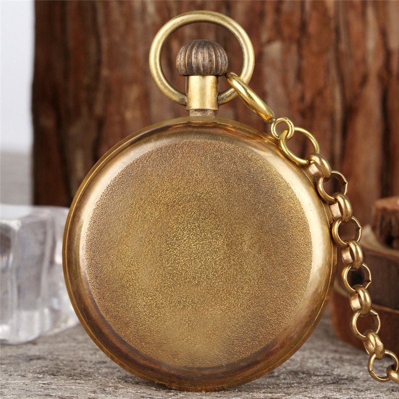 Vintage Skeleton Pocket Watch with Roman Numerals Mechanical Hand Wind Pendant Chain