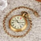 Vintage Skeleton Pocket Watch with Roman Numerals Mechanical Hand Wind Pendant Chain