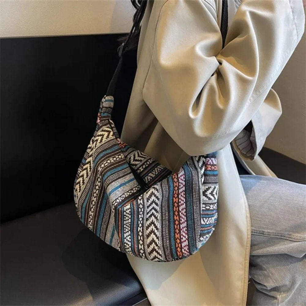 Tribal Crossbody Bag Foldable Striped Boho Shoulder Sling For Everyday Travel 5