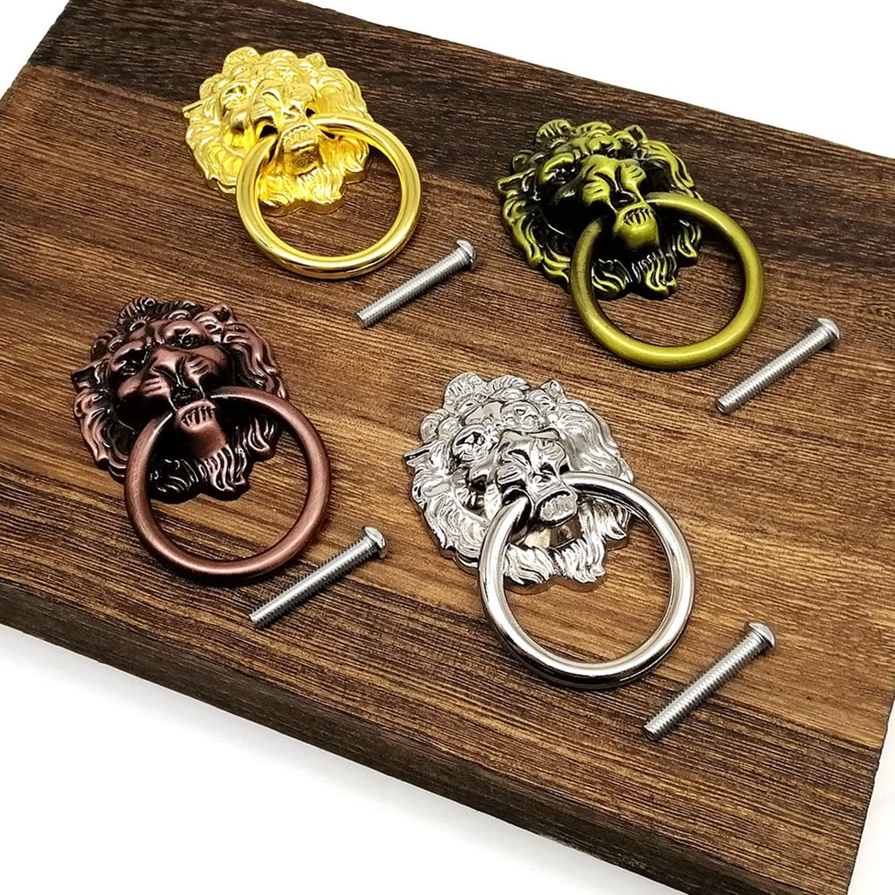 Lion Head Drawer Knob Vintage Cabinet Pull Ring Handle For Furniture Decor 0