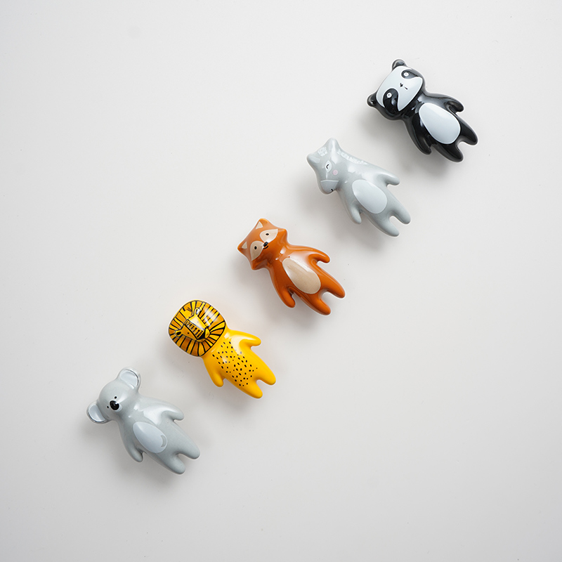 Nordic Animal Ceramic Cabinet Knobs Set Cute Drawer Pulls For Kids Room Decor 4