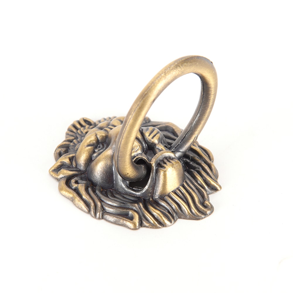 Vintage Lion Head Door Knocker Antique Brass Dragon Handle