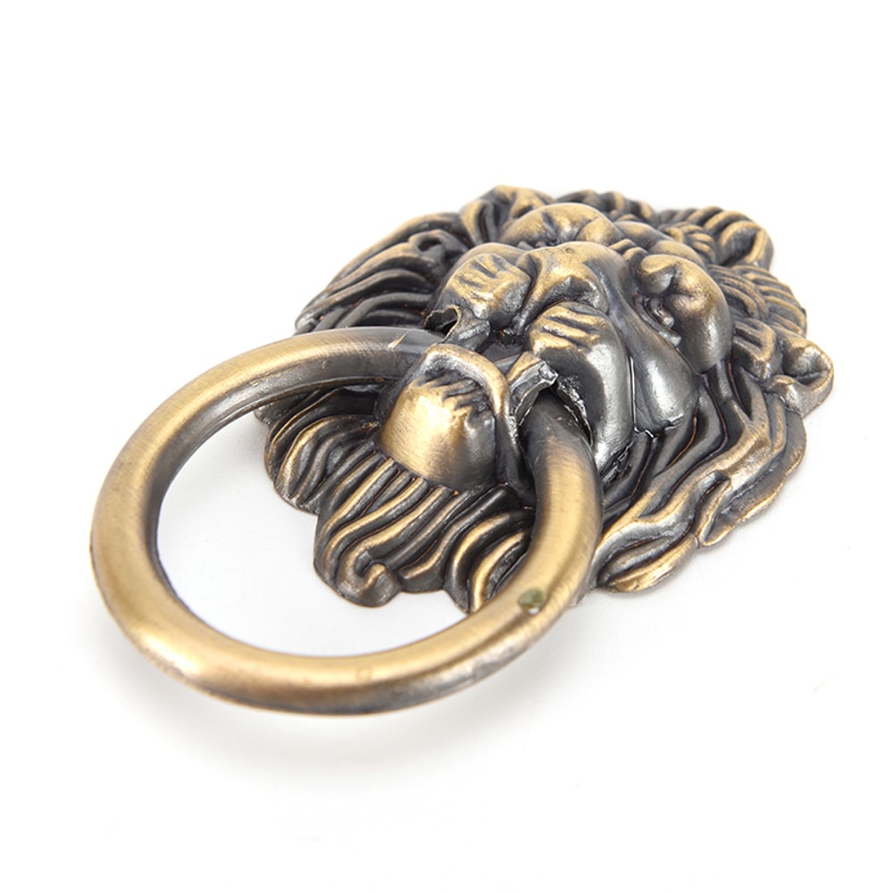 Vintage Lion Head Door Knocker Antique Brass Dragon Handle