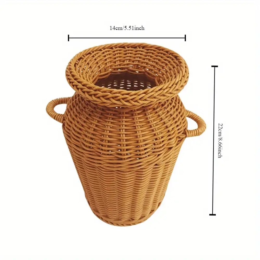 Handwoven Rattan Flower Basket for Vintage Decor & Rustic Flower Arrangements
