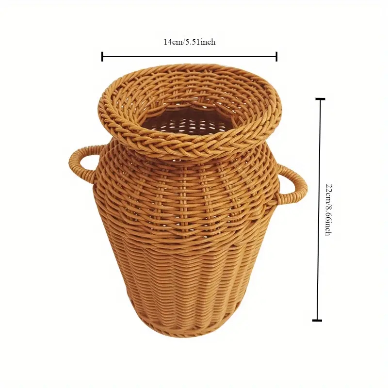 Handwoven Rattan Flower Basket for Vintage Decor & Rustic Flower Arrangements