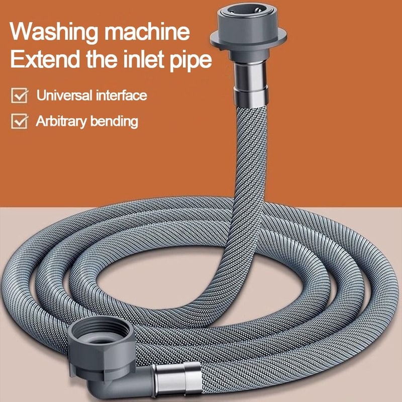 Flexible Washing Machine Hose Extension 90 Bend Water Inlet Pipe Leakproof Connector 2