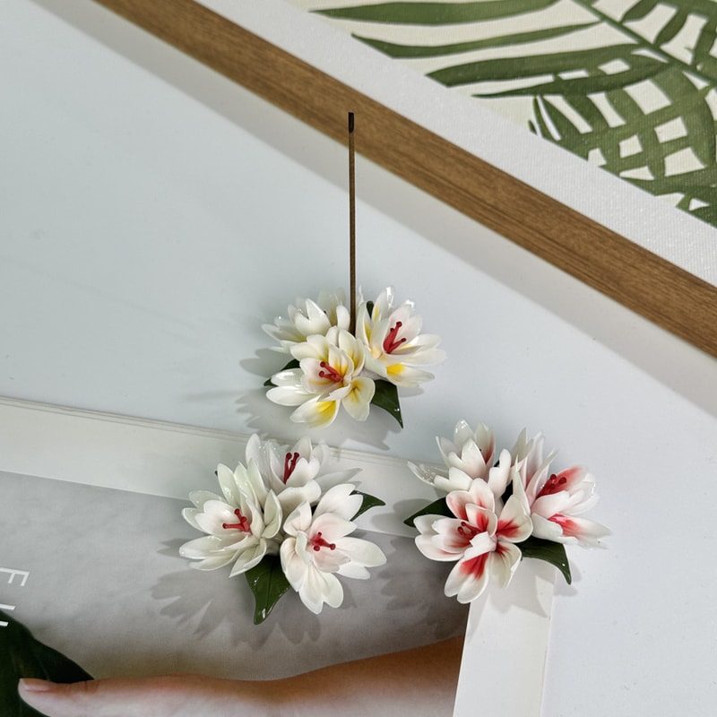 Handmade Ceramic Aromatherapy Burner Peach Blossom Incense Holder Home Decor 3