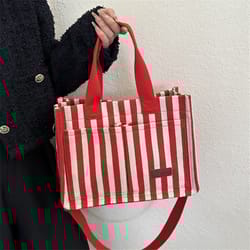 striped canvas crossbody tote bag large capacity womens shoulder handbag