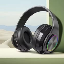 rgb bluetooth headphones with noise cancelling foldable over ear design
