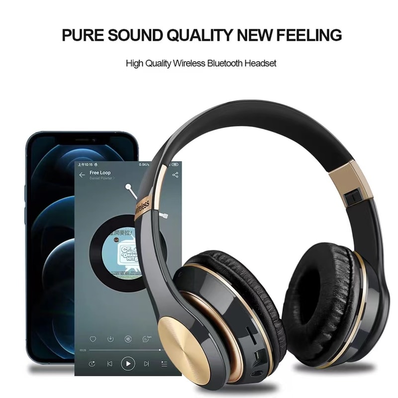Foldable Bluetooth Headset with Mic Noise Cancelling Wireless Gaming Headphones