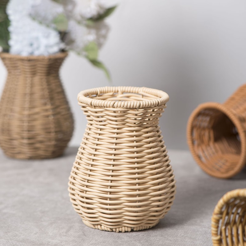 Handwoven Rattan Style Vase for Pampas Grass & Dried Flowers Decor