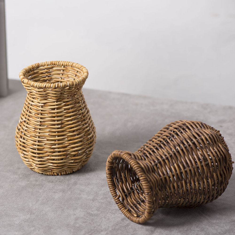 Handwoven Rattan Style Vase for Pampas Grass & Dried Flowers Decor