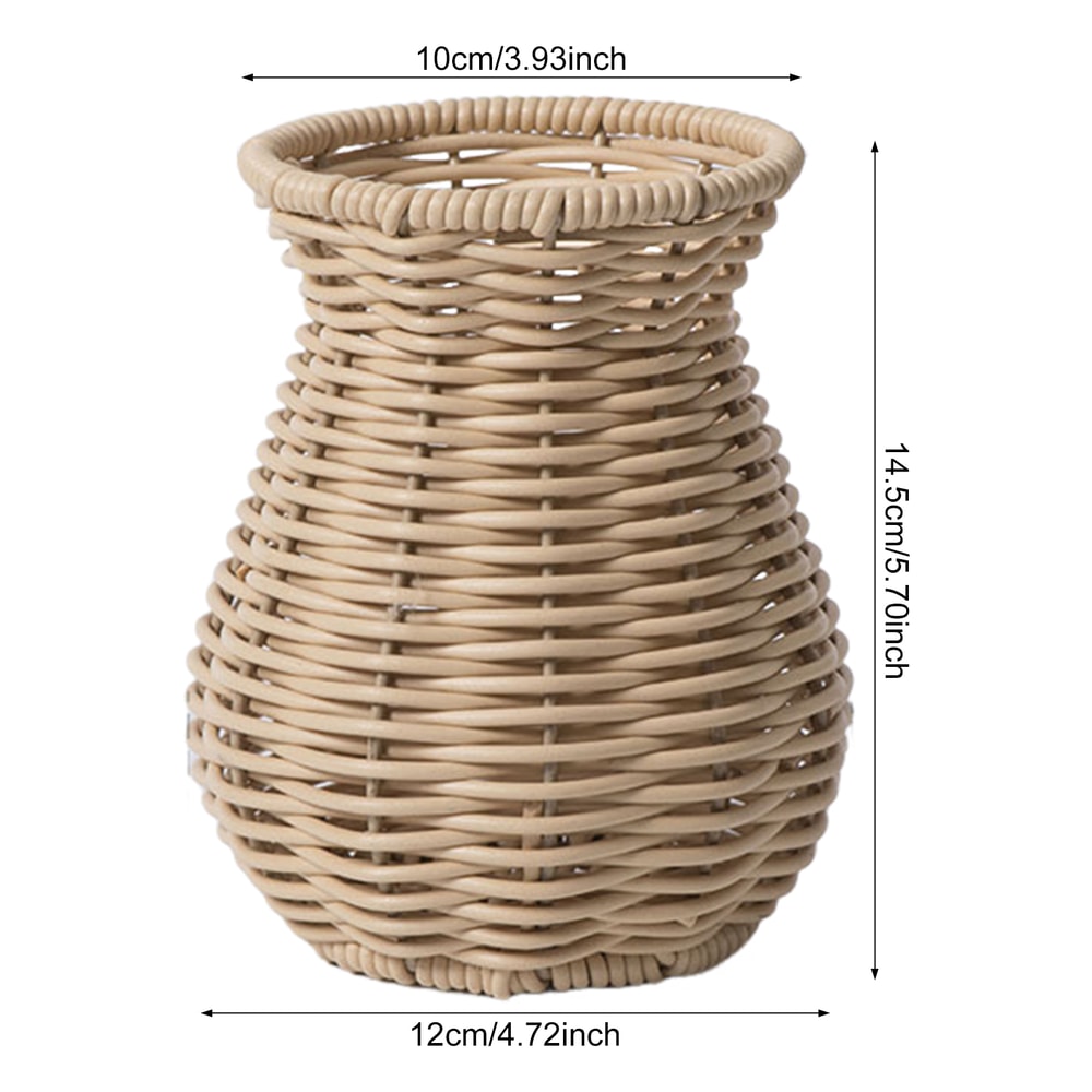 Handwoven Rattan Style Vase for Pampas Grass & Dried Flowers Decor