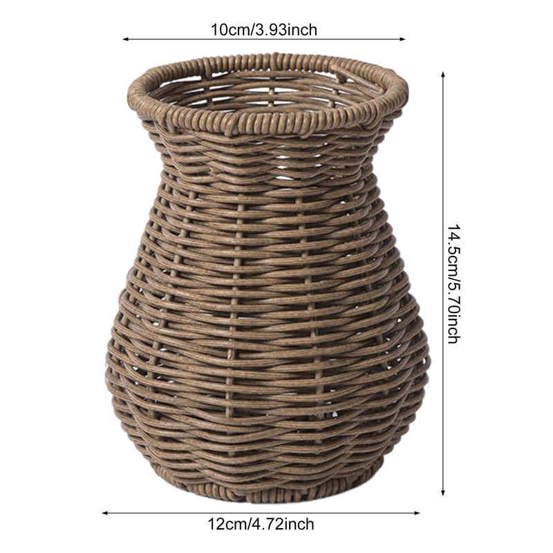 Handwoven Rattan Style Vase for Pampas Grass & Dried Flowers Decor