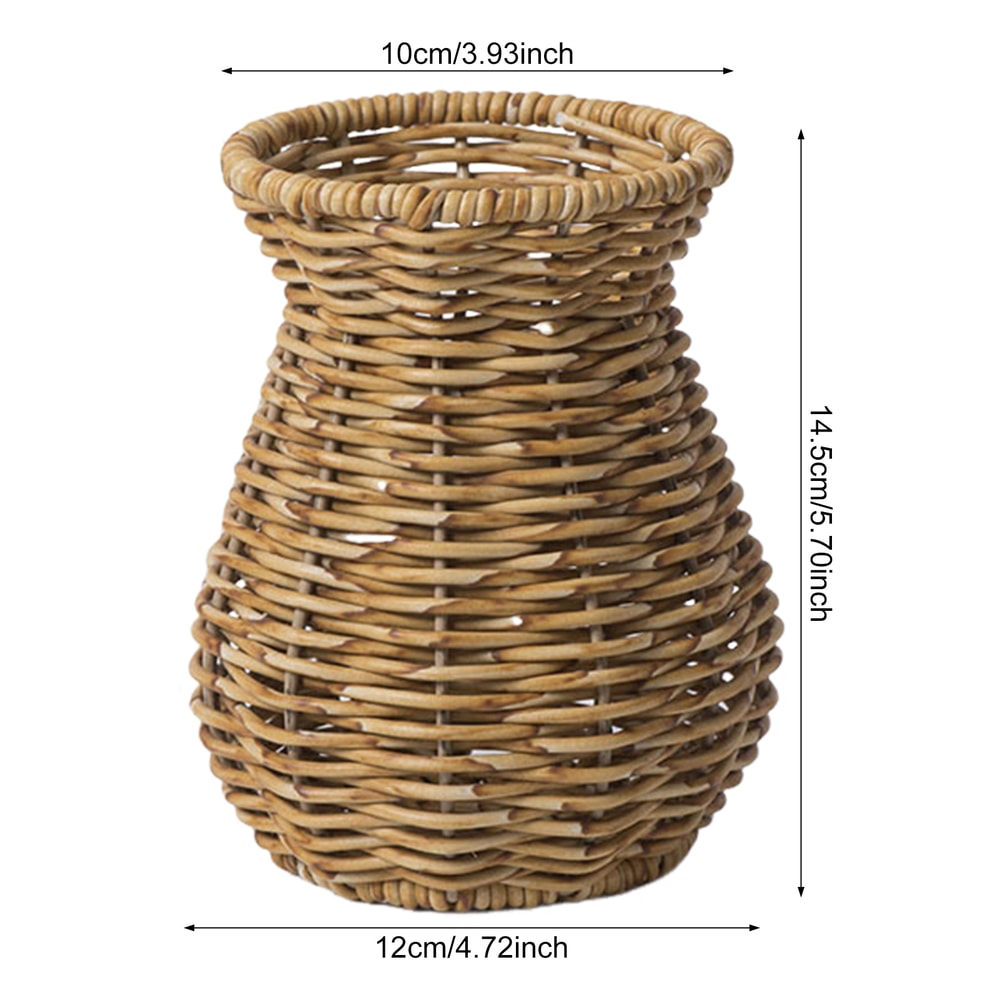 Handwoven Rattan Style Vase for Pampas Grass & Dried Flowers Decor