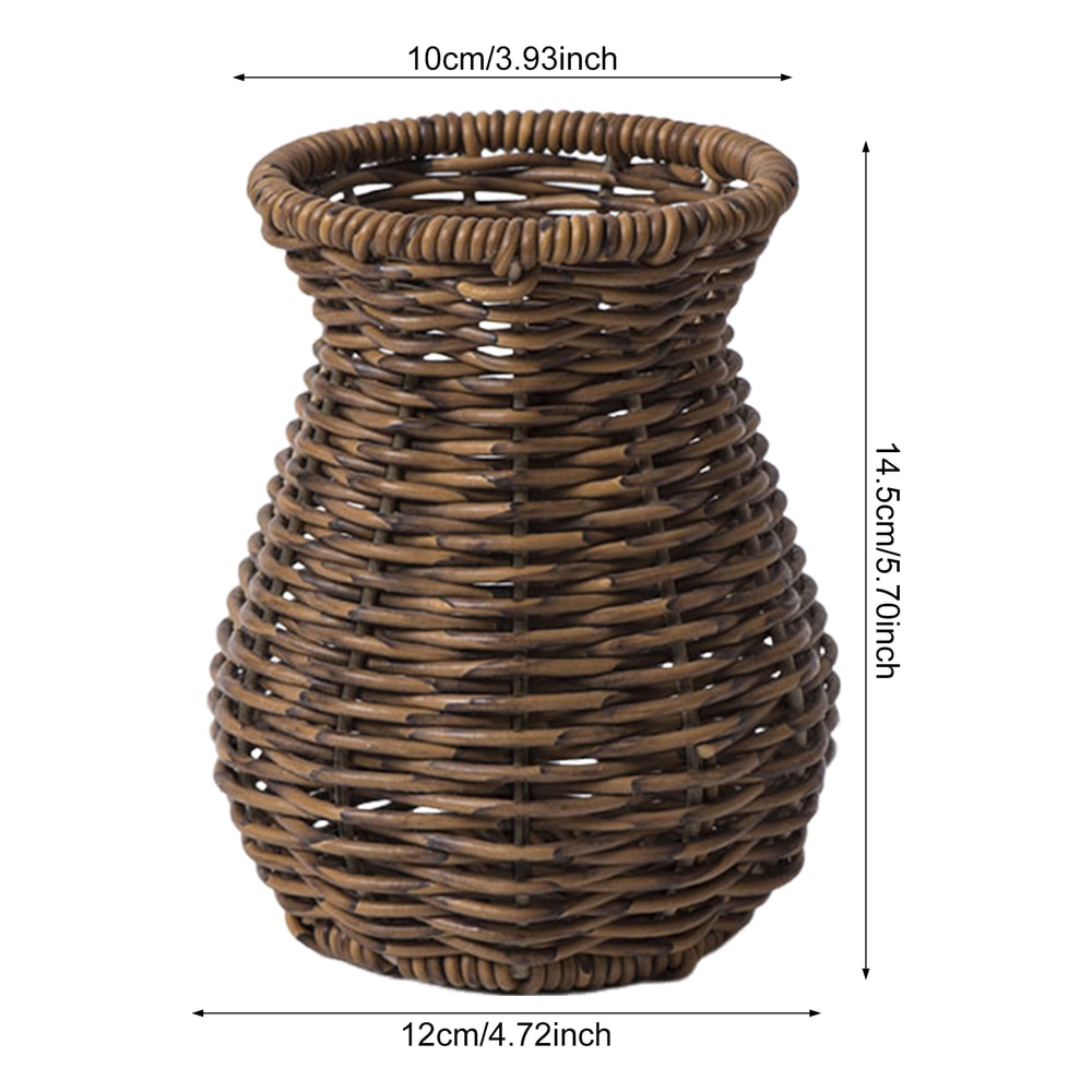 Handwoven Rattan Style Vase for Pampas Grass & Dried Flowers Decor