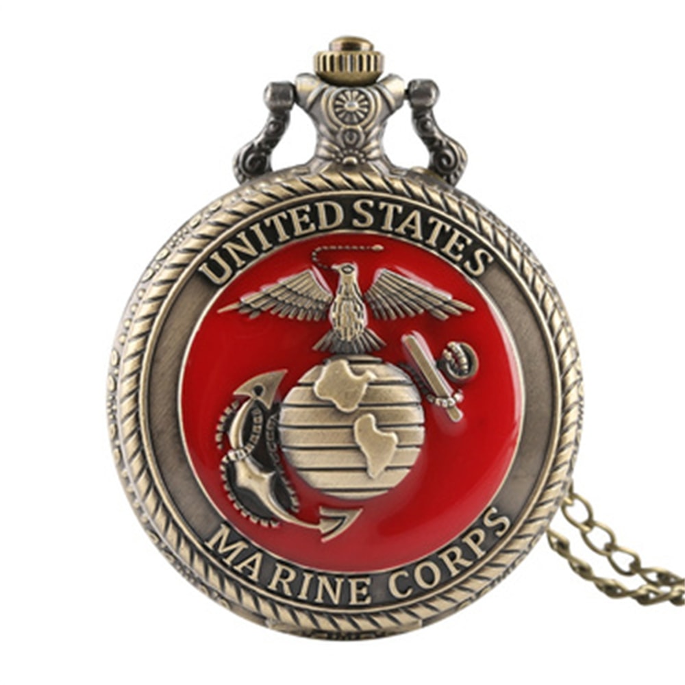 Vintage Marine Corps Pocket Watch Necklace for Kids and Collectors