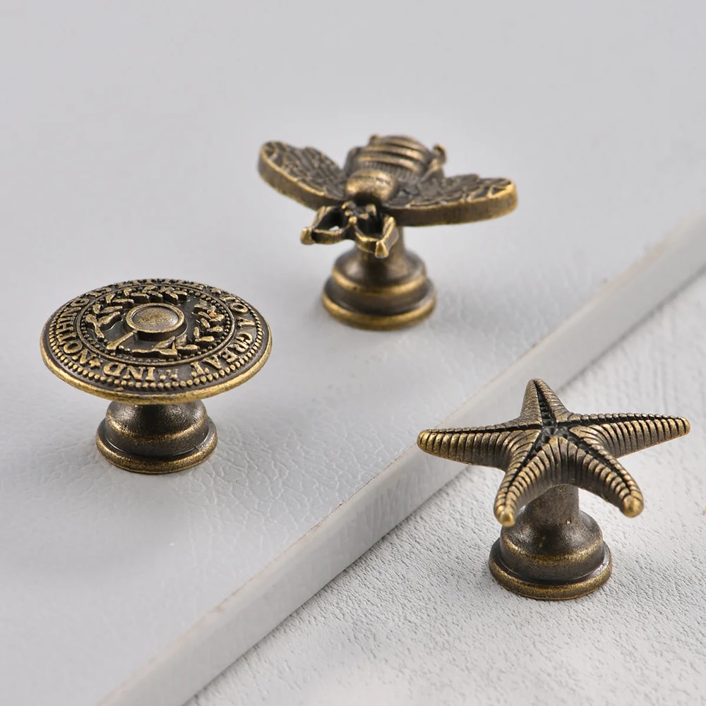 Vintage Starfish Drawer Handles Antique Bronze Coastal Cabinet Knobs
