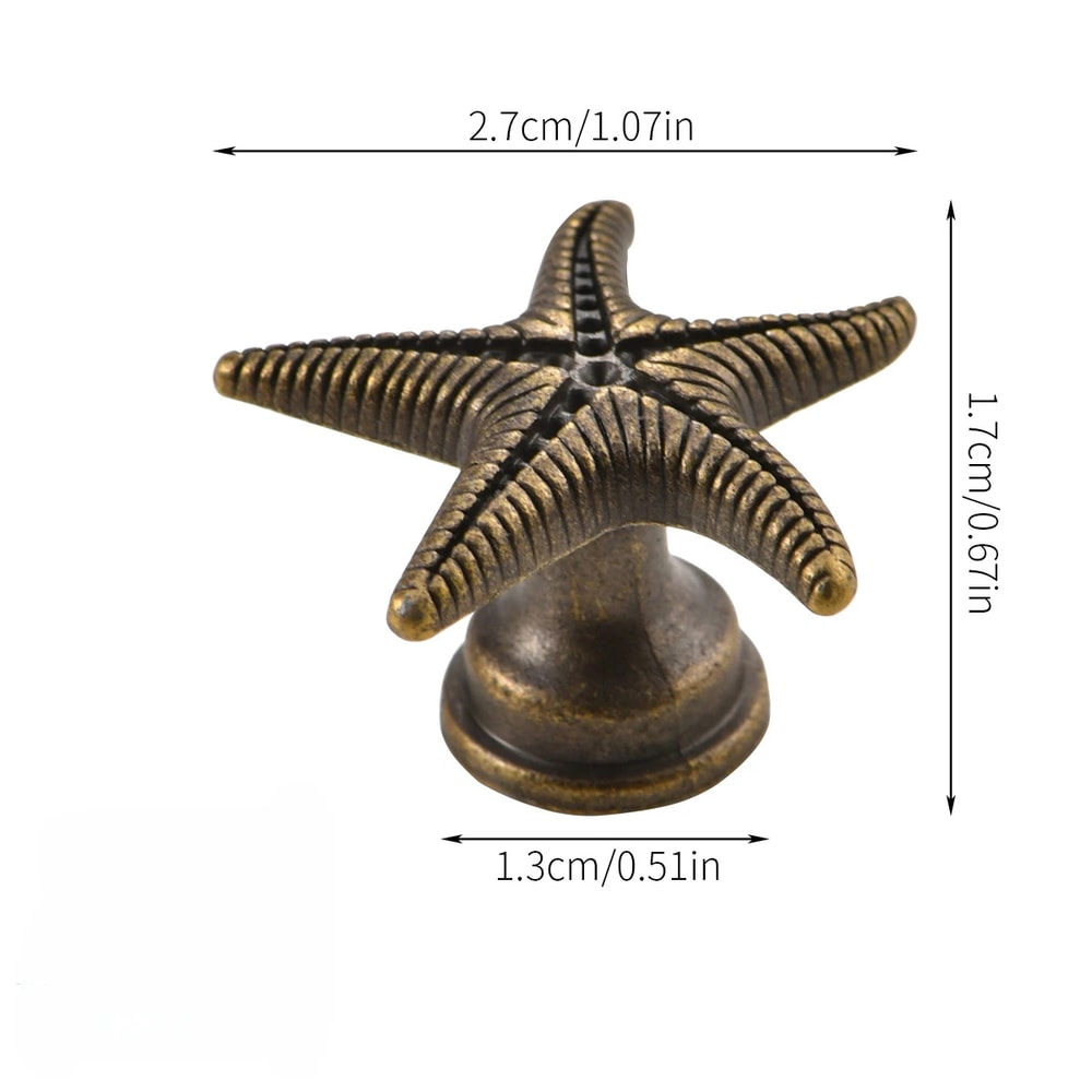 Vintage Starfish Drawer Handles Antique Bronze Coastal Cabinet Knobs