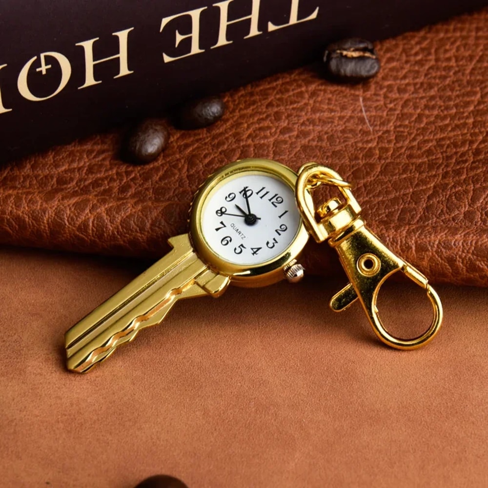 Vintage Pocket Watch Keychain Clip Quartz Fob Pendant for Nurses and Everyday Carry
