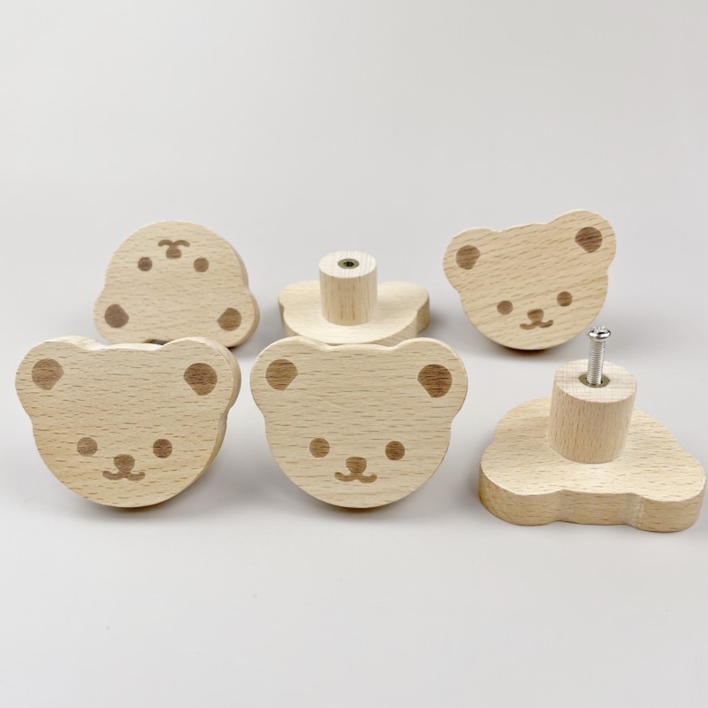 Nordic Cute Bear Wooden Cabinet Handles For Kids Room Furniture 1