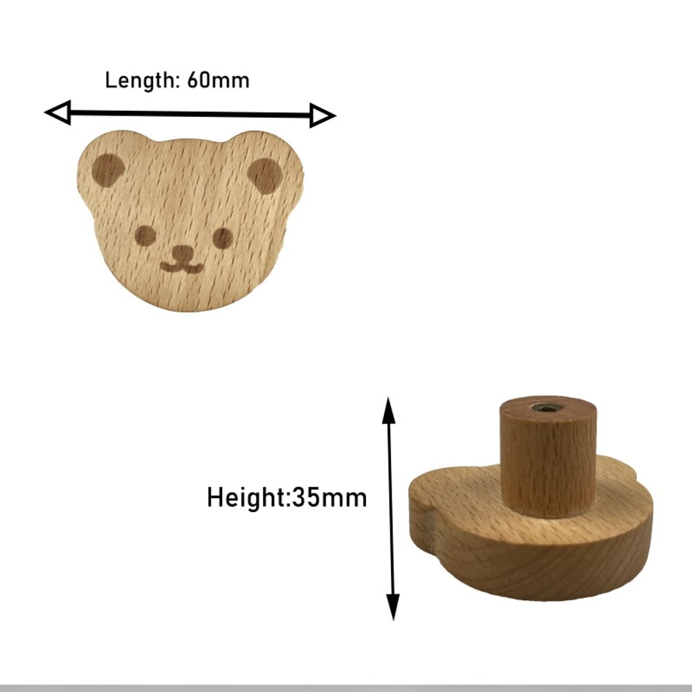 Nordic Cute Bear Wooden Cabinet Handles For Kids Room Furniture 5