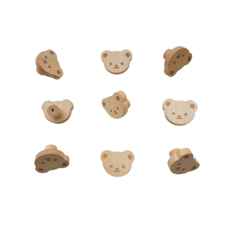 Nordic Cute Bear Wooden Cabinet Handles For Kids Room Furniture 9