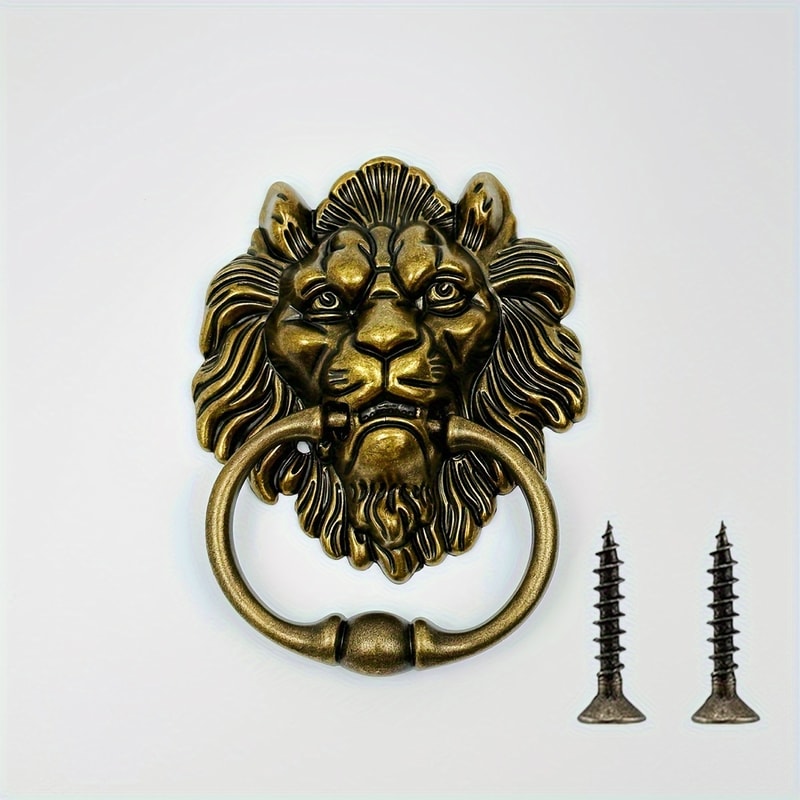 Antique Bronze Lion Head Door Knocker Decorative Front Door Handle