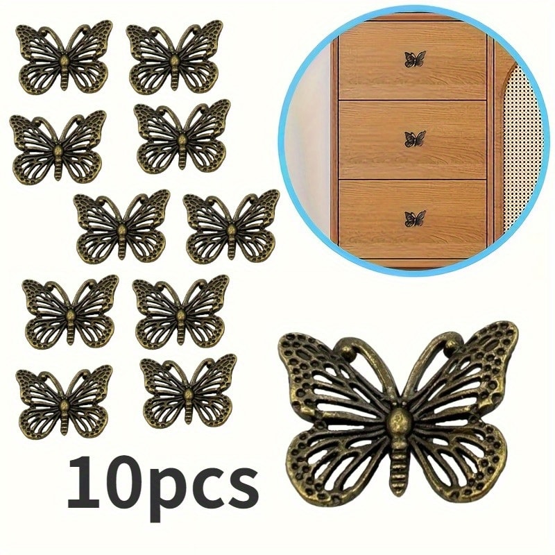 Vintage Bronze Butterfly Drawer Pulls Decorative Cabinet Handles Set