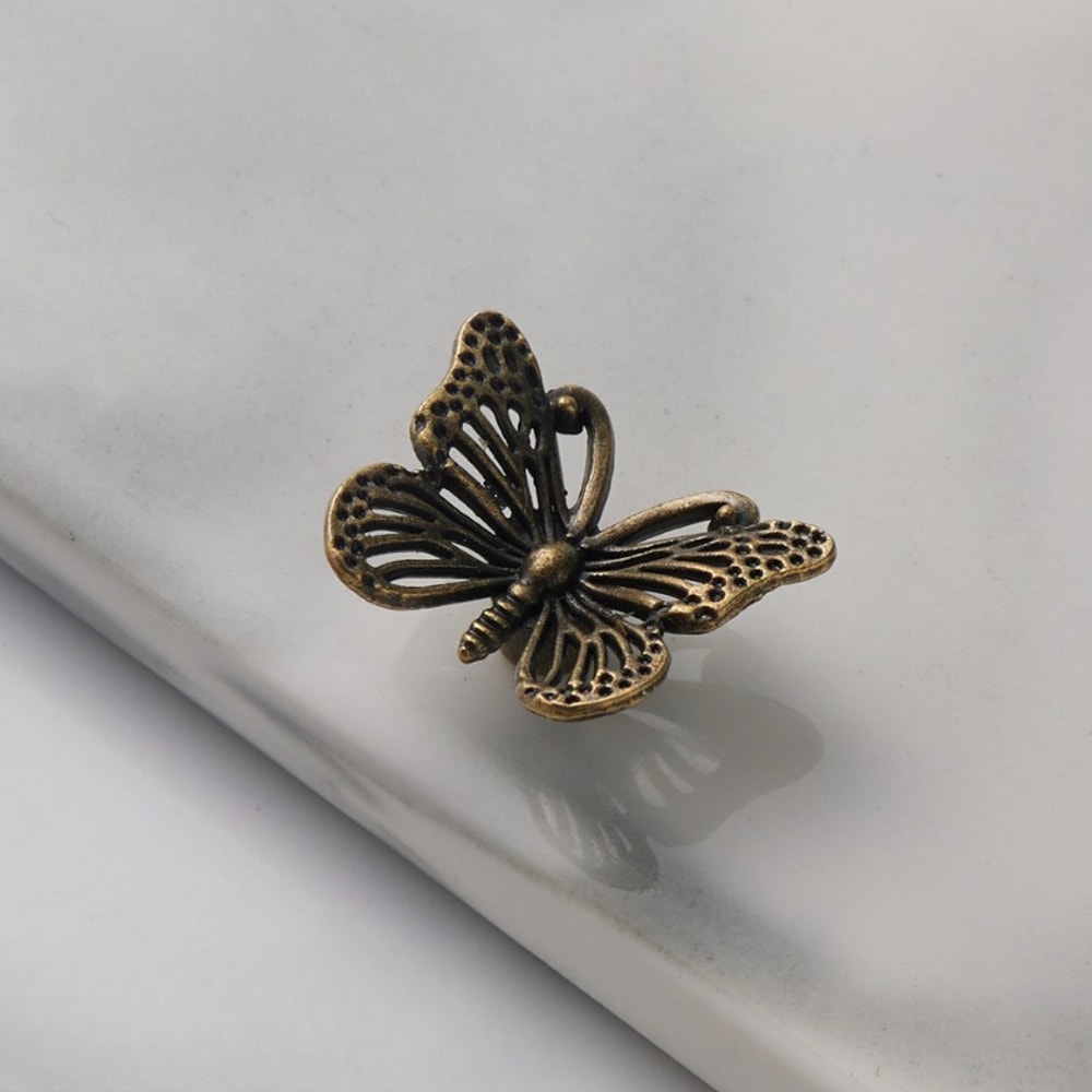Vintage Bronze Butterfly Drawer Pulls Decorative Cabinet Handles Set