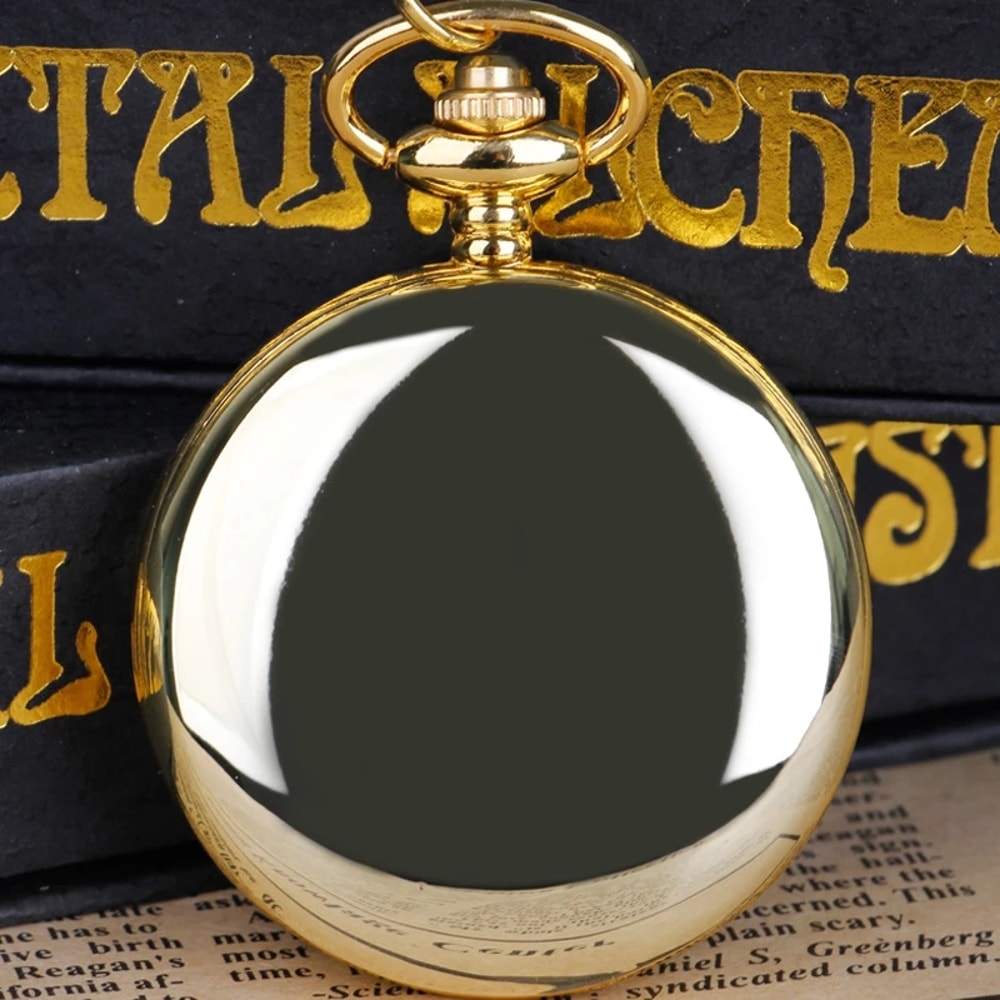 Luxury Gold Pocket Watch Gift Set With Quartz Movement And Chain Pendant 2