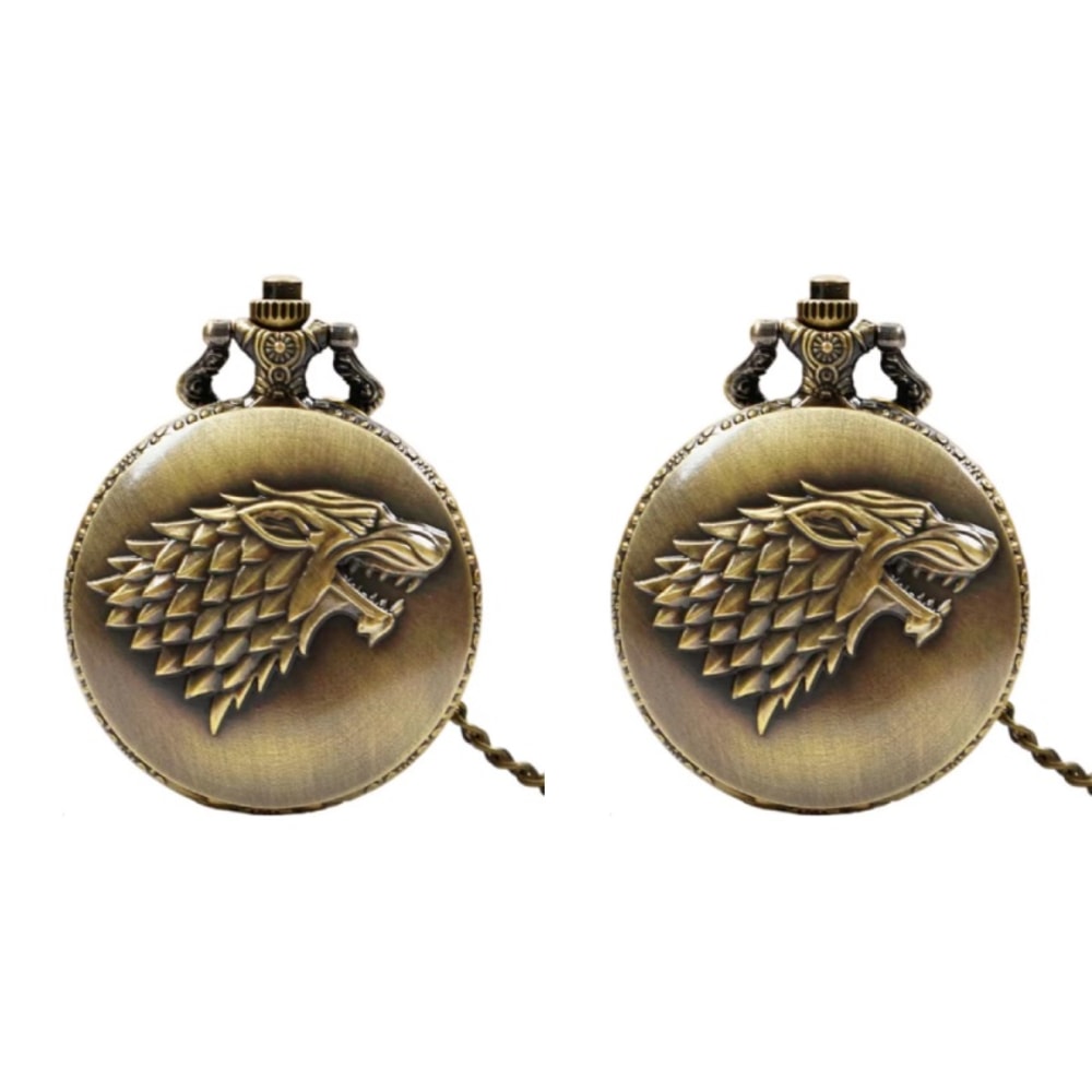 Wolf Head Engraved Pocket Watch Necklace For Men Vintage Quartz Timepiece Gift 6