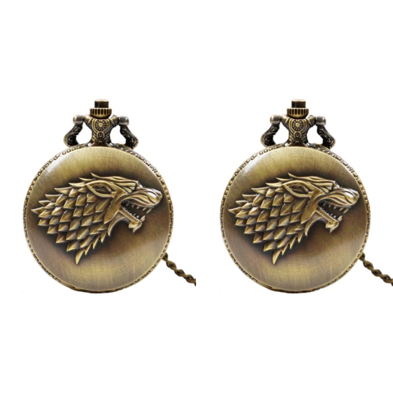 Wolf Head Engraved Pocket Watch Necklace For Men Vintage Quartz Timepiece Gift 6