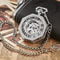 Luxury Mechanical Skeleton Pocket Watch with Chain Vintage Steampunk Roman Dial Gold