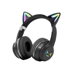rgb cat ear wireless headphones with led lights & bluetooth stereo sound for kids and girls